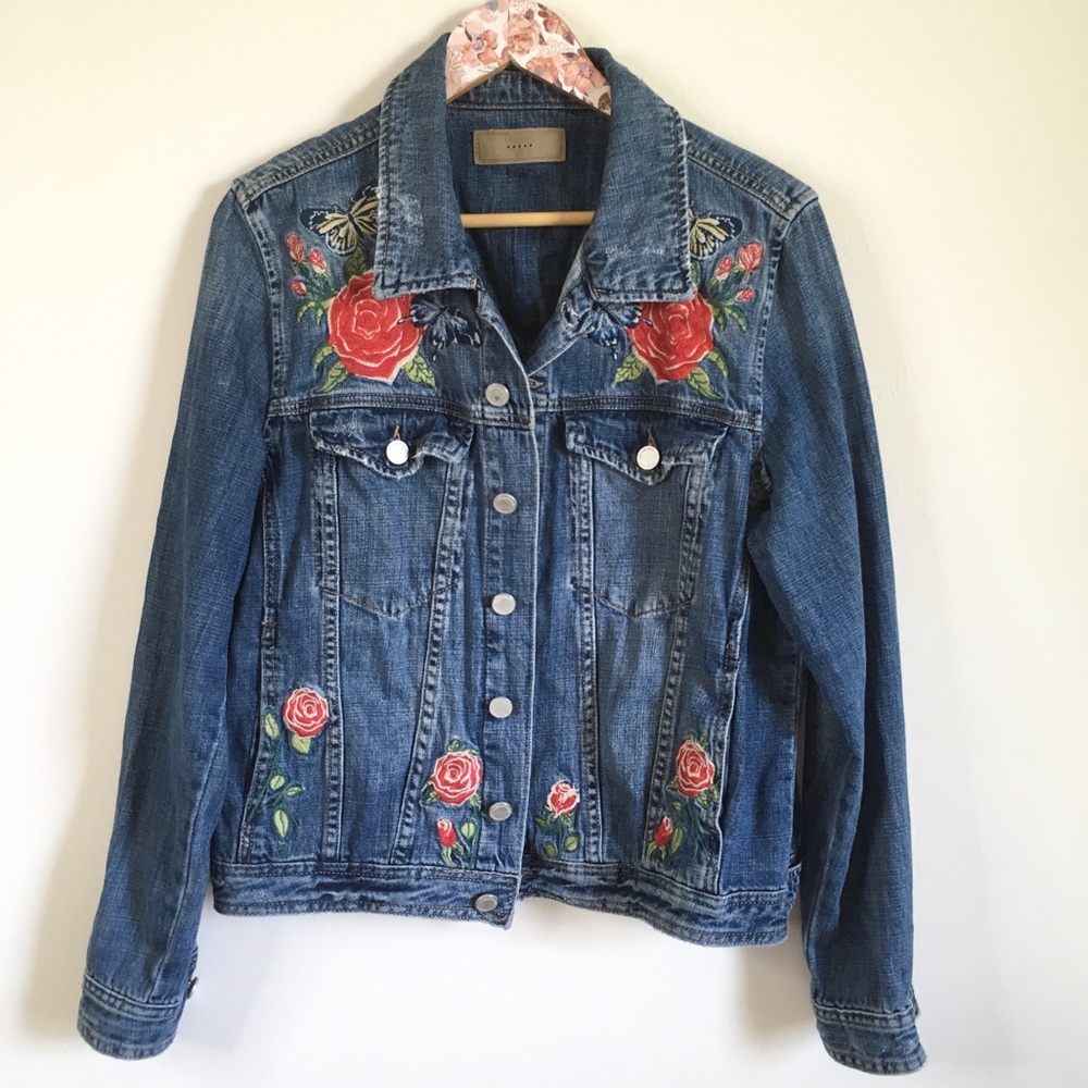 Blank NYC Embroidered Distressed Denim Jacket